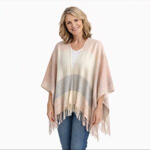 Woolrich Soft Pastel Fringed Kimono Wrap